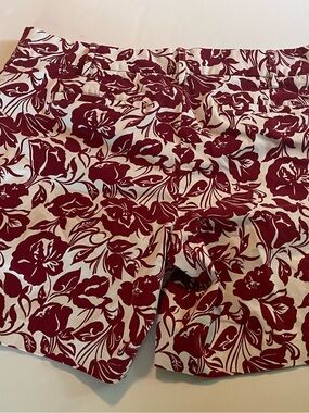 Lands' End Burgundy Floral Cotton Shorts on Cream